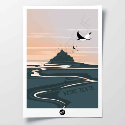 Affiche murale mont saint michmich humour mont saint michel montagne noir sur l'eau rose pour la décoration. Affiche murale mont saint michmich humour mont saint michel montagne noir sur l'eau rose pour la décoration.