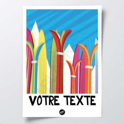 Affiche murale ski color multicolore après ski pour la décoration. Affiche murale ski color multicolore après ski pour la décoration.