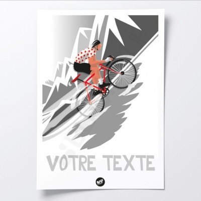 Poster da parete di un ciclista con maglia a pois rossi per decorazione Poster da parete di un ciclista con maglia a pois rossi per decorazione