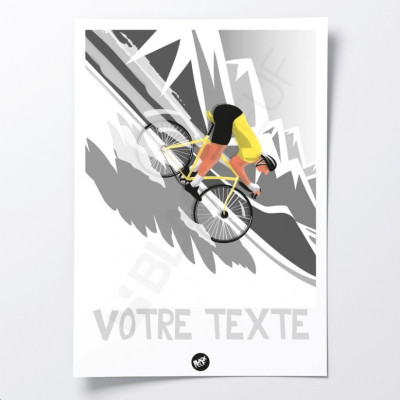Affiche murale descente cycliste en maillot jaune pour décoration Affiche murale descente cycliste en maillot jaune pour décoration
