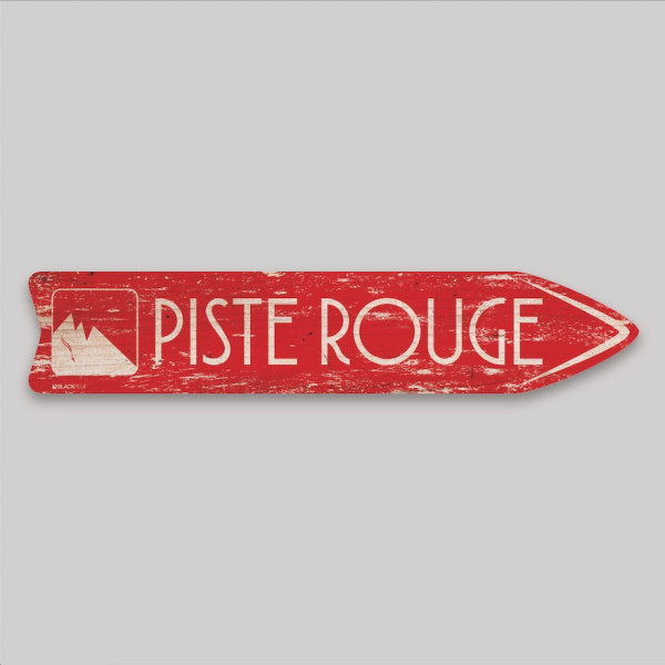 FLÈCHE SIGNALÉTIQUE EN BOIS PISTE ROUGE BLACKPEUF