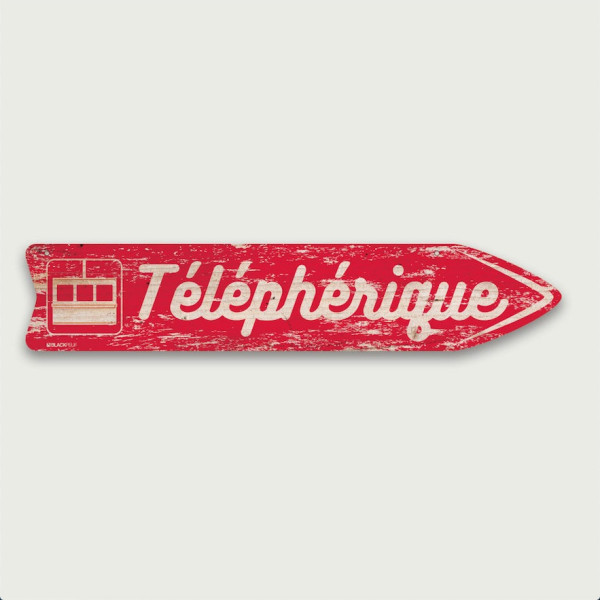 FLÈCHE SIGNALÉTIQUE EN BOIS TÉLÉPHÉRIQUE BLACKPEUF