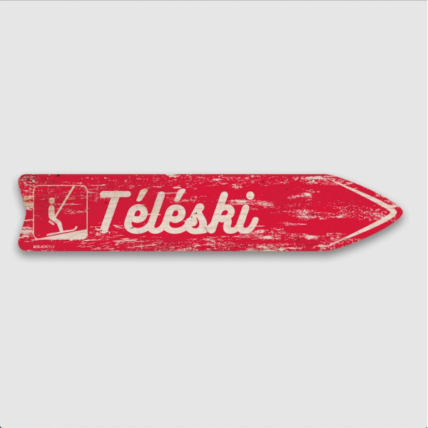 FLÈCHE SIGNALÉTIQUE EN BOIS TÉLÉSKI BLACKPEUF