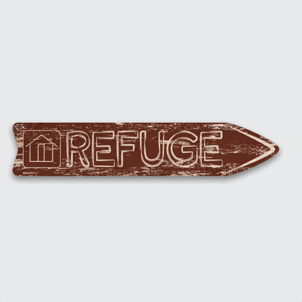 FLÈCHE SIGNALÉTIQUE EN BOIS REFUGE BLACKPEUF