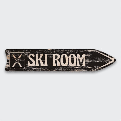 BLACKPEUF SKI ROOM WOODEN SIGNAL ARROW BLACKPEUF SKI ROOM WOODEN SIGNAL ARROW