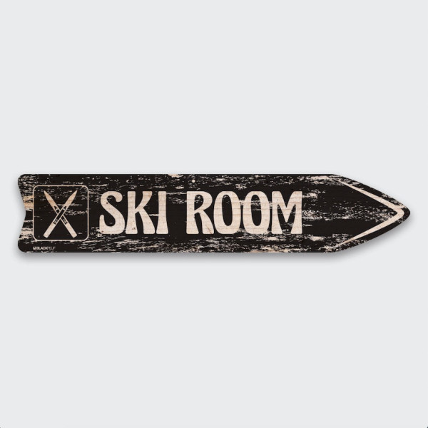 BLACKPEUF SKI ROOM WOODEN SIGNAL ARROW