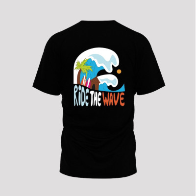 T-SHIRT NOIR RIDE THE WAVE BLACKPEUF T-SHIRT NOIR RIDE THE WAVE BLACKPEUF