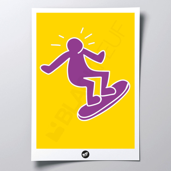 Affiche murale surf keithski jaune et violet pour la décoration.