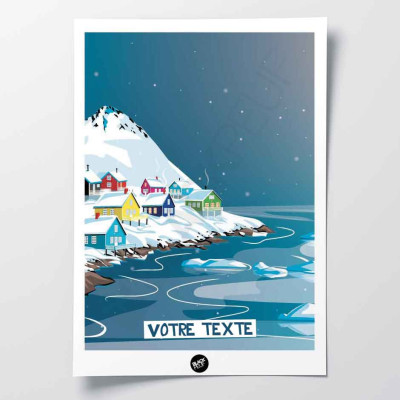 Decorative wall poster depicting the village of Home Sweet Home with an arctic blue and snowy pattern. Decorative wall poster depicting the village of Home Sweet Home with an arctic blue and snowy pattern.
