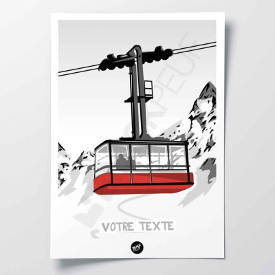 Schwarz-weißes Wandposter einer roten Seilbahn zur Dekoration Schwarz-weißes Wandposter einer roten Seilbahn zur Dekoration