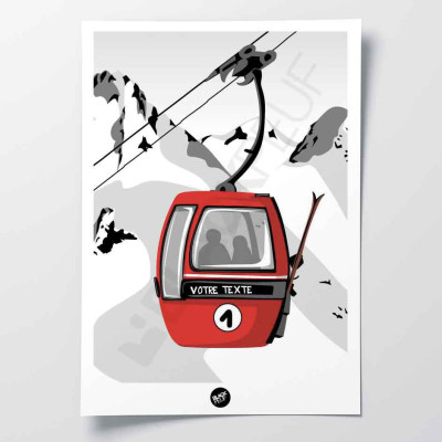 Affiche murale en noir et blanc d’un œuf rouge remontant les pistes de ski, pour la décoration. Affiche murale en noir et blanc d’un œuf rouge remontant les pistes de ski, pour la décoration.
