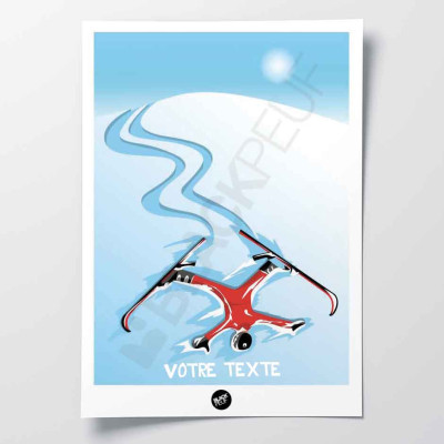 Splash ski wall poster ski fall in resort in blue and white snow for decoration. Splash ski wall poster ski fall in resort in blue and white snow for decoration.