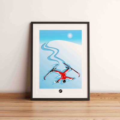 Affiche murale splash ski chute de ski en station dans la neige bleu et blanche pour la décoration. Affiche murale splash ski chute de ski en station dans la neige bleu et blanche pour la décoration.
