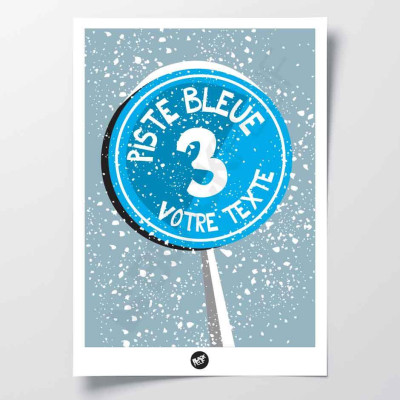 Affiche murale signalétique piste bleu panneau en station sur les pistes de ski bleu pour la décoration. Affiche murale signalétique piste bleu panneau en station sur les pistes de ski bleu pour la décoration.