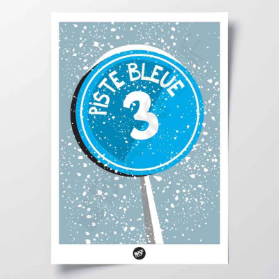 Affiche murale signalétique piste bleu panneau en station sur les pistes de ski bleu pour la décoration. Affiche murale signalétique piste bleu panneau en station sur les pistes de ski bleu pour la décoration.