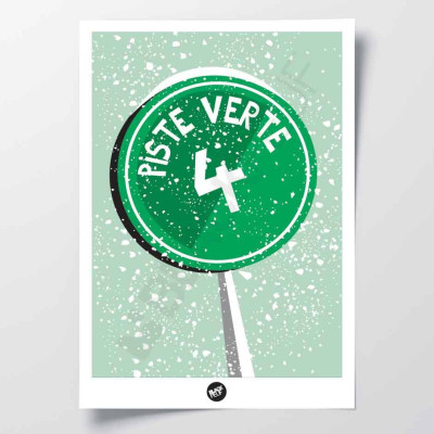 Green slope signage wall poster, resort sign on green ski slopes for decoration. Green slope signage wall poster, resort sign on green ski slopes for decoration.