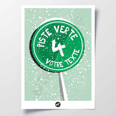 Green slope signage wall poster, resort sign on green ski slopes for decoration. Green slope signage wall poster, resort sign on green ski slopes for decoration.
