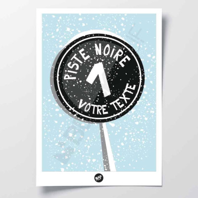 Black slope signage wall poster, black and blue ski slope sign for decoration. Black slope signage wall poster, black and blue ski slope sign for decoration.