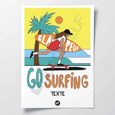 Wall poster patch go surfing on the beach skate and surf at the seaside yellow and green for decoration. Wall poster patch go surfing on the beach skate and surf at the seaside yellow and green for decoration.