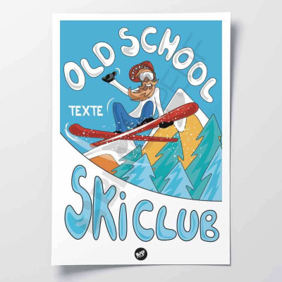 Old school ski club blue and red patch wall poster for decoration. Old school ski club blue and red patch wall poster for decoration.
