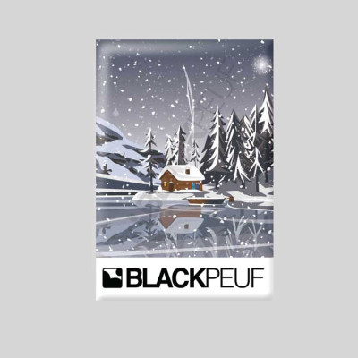 Mountain souvenir magnet with BLACKPEUF illustrations