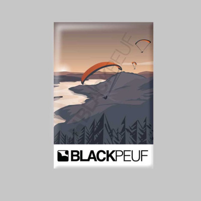 Mountain souvenir magnet with BLACKPEUF illustrations