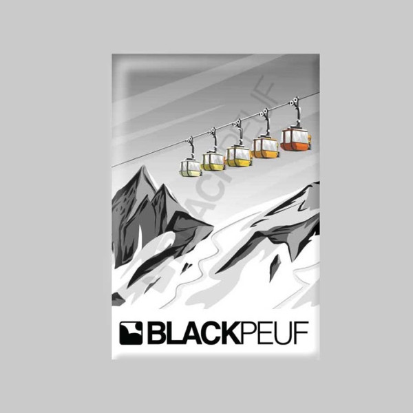 Mountain souvenir magnet with BLACKPEUF illustrations