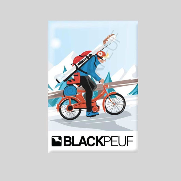 Mountain souvenir magnet with BLACKPEUF illustrations