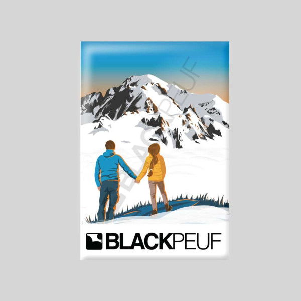 Magnet souvenir de montagne avec les illustrations BLACKPEUF