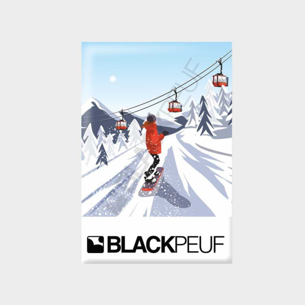 Magnet souvenir de montagne avec les illustrations BLACKPEUF