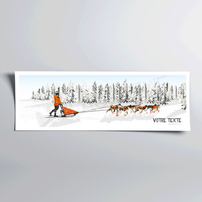 Affiche murale de chien de traîneau aux tons blanc, orange et gris pour décoration Affiche murale de chien de traîneau aux tons blanc, orange et gris pour décoration