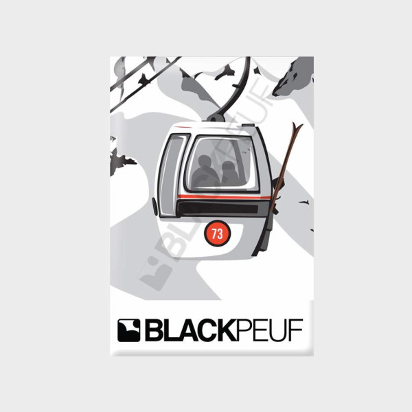 Mountain souvenir magnet with BLACKPEUF illustrations