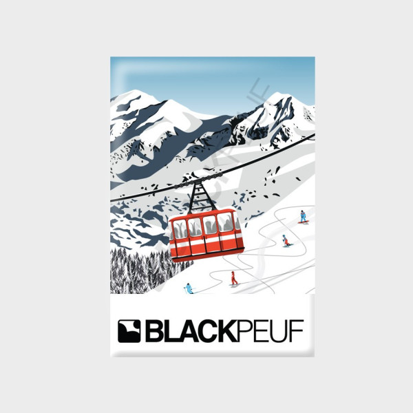 Magnet souvenir de montagne avec les illustrations BLACKPEUF