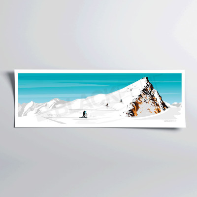 Poster murale blu e bianco per l'escursionismo in alta montagna per la decorazione Poster murale blu e bianco per l'escursionismo in alta montagna per la decorazione