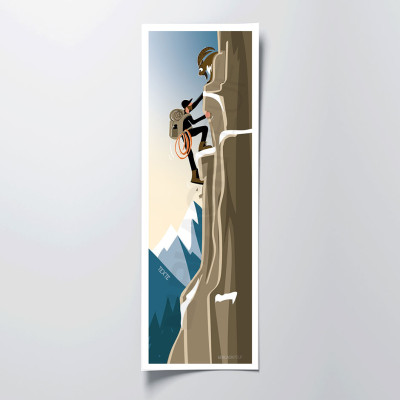 Decorative wall poster depicting an ibex climbing the brown mountains. Decorative wall poster depicting an ibex climbing the brown mountains.
