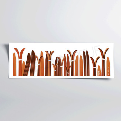 Ski-Wandposter in Holzfarben für die Innendekoration Ski-Wandposter in Holzfarben für die Innendekoration