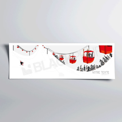 Affiche murale télécabines rouges sur pistes blanches pour décoration