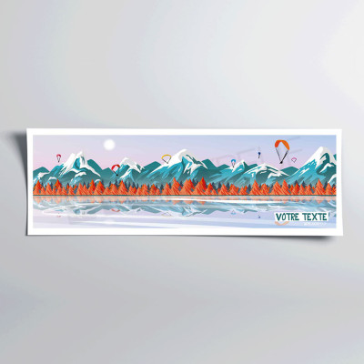 Poster murale di buone vibrazioni "Parapendio su montagne blu e arancioni" per decorazione. Poster murale di buone vibrazioni "Parapendio su montagne blu e arancioni" per decorazione.