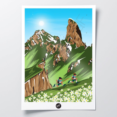 Affiche murale Pierra Menta été 2021 déco aux couleurs vert, bleu et marron événement montagne Affiche murale Pierra Menta été 2021 déco aux couleurs vert, bleu et marron événement montagne