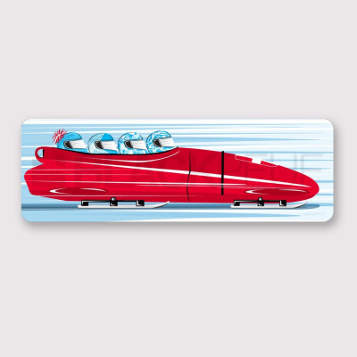 PAINTING BOBSLEIG RED 50CM x 15CM