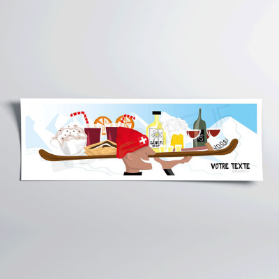 Wandposter eines Alpen-Barkeepers in Rot-, Gelb- und Blautönen zur Dekoration Wandposter eines Alpen-Barkeepers in Rot-, Gelb- und Blautönen zur Dekoration