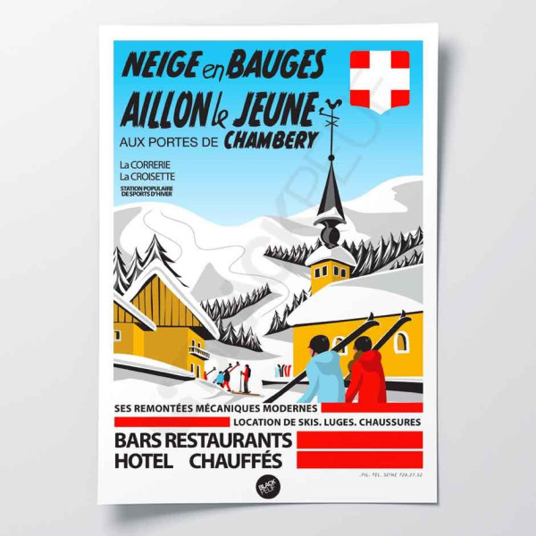 Wall poster celebrating the 60th anniversary of the “Les Aillons en Savoie” event for decoration.