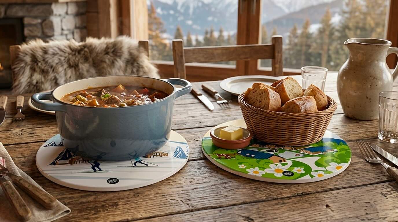 Dessous de plat montagne personnalisé servi à table