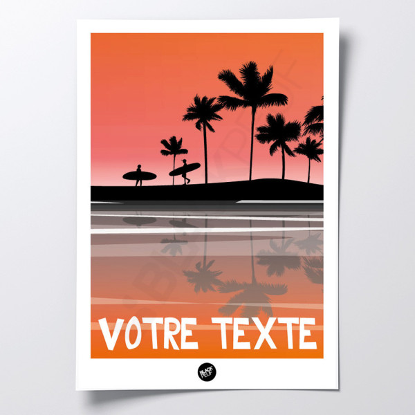 AFFICHE SUNSET SURF