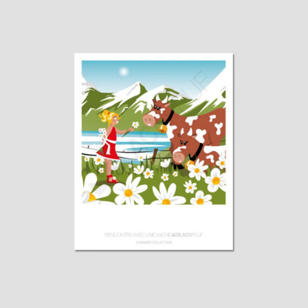RENCONTRE AVEC UNE VACHE POSTCARD