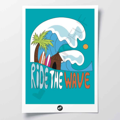 AFFICHE PATCH RIDE THE WAVE BLACKPEUF AFFICHE PATCH RIDE THE WAVE BLACKPEUF
